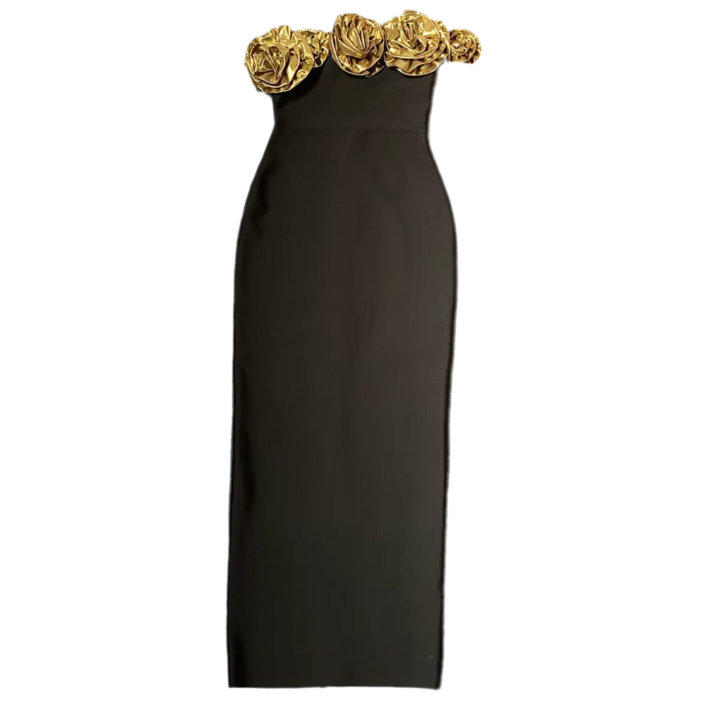 Golden Rosette Bandage Gown