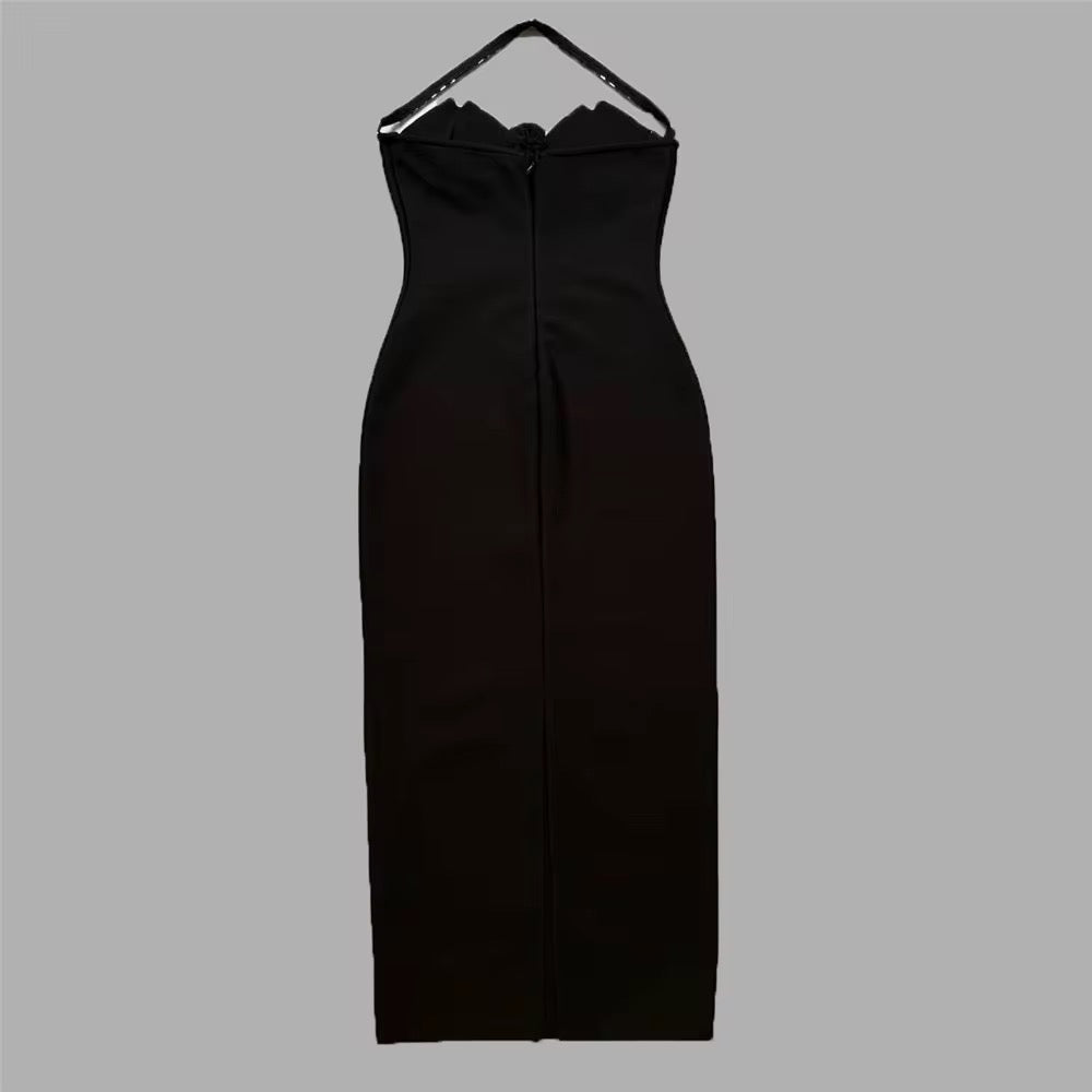 Midnight Halo Halter Gown