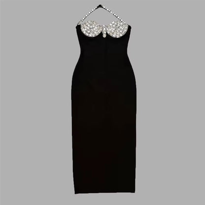 Midnight Halo Halter Gown