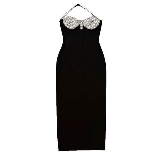 Midnight Halo Halter Gown
