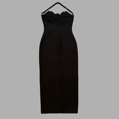 Midnight Halo Halter Gown
