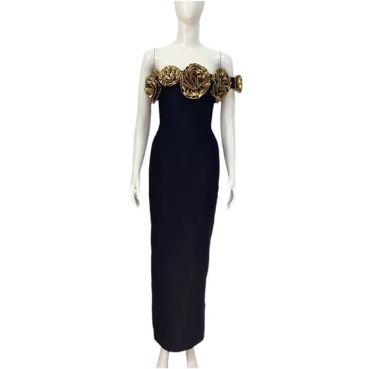 Golden Rosette Bandage Gown