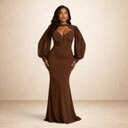 Cocoa Regal Illusion Gown