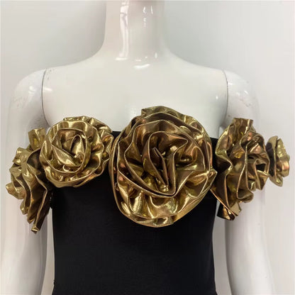 Golden Rosette Bandage Gown