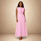 Rosé Whisper Pleated Maxi Dress