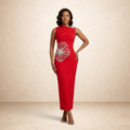 Luxe Petal Sculpt Midi DressSize    Size M • Red