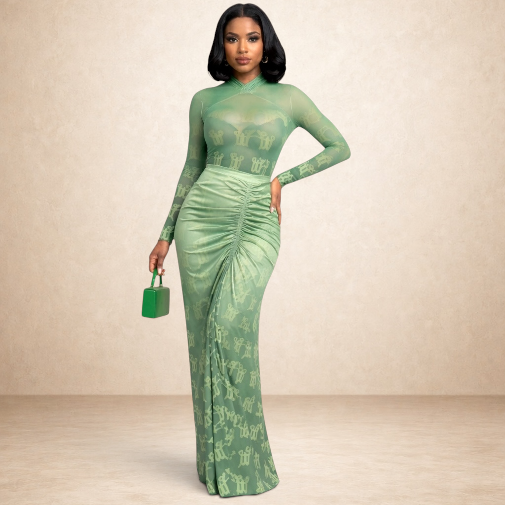 Muse Sculpt Ruched Maxi Skirt Set