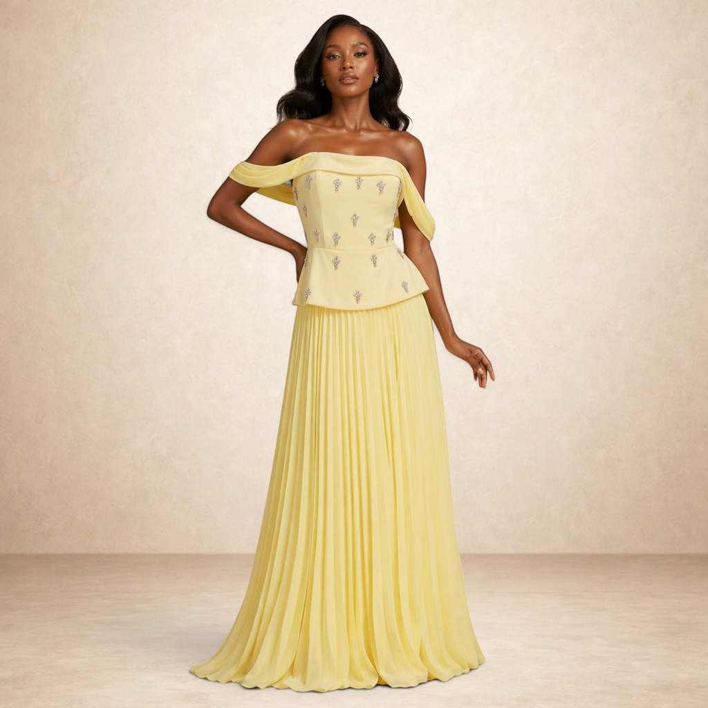 Silver Veil Luxe Pleated Skirt Set
