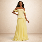 Silver Veil Luxe Pleated Skirt Set