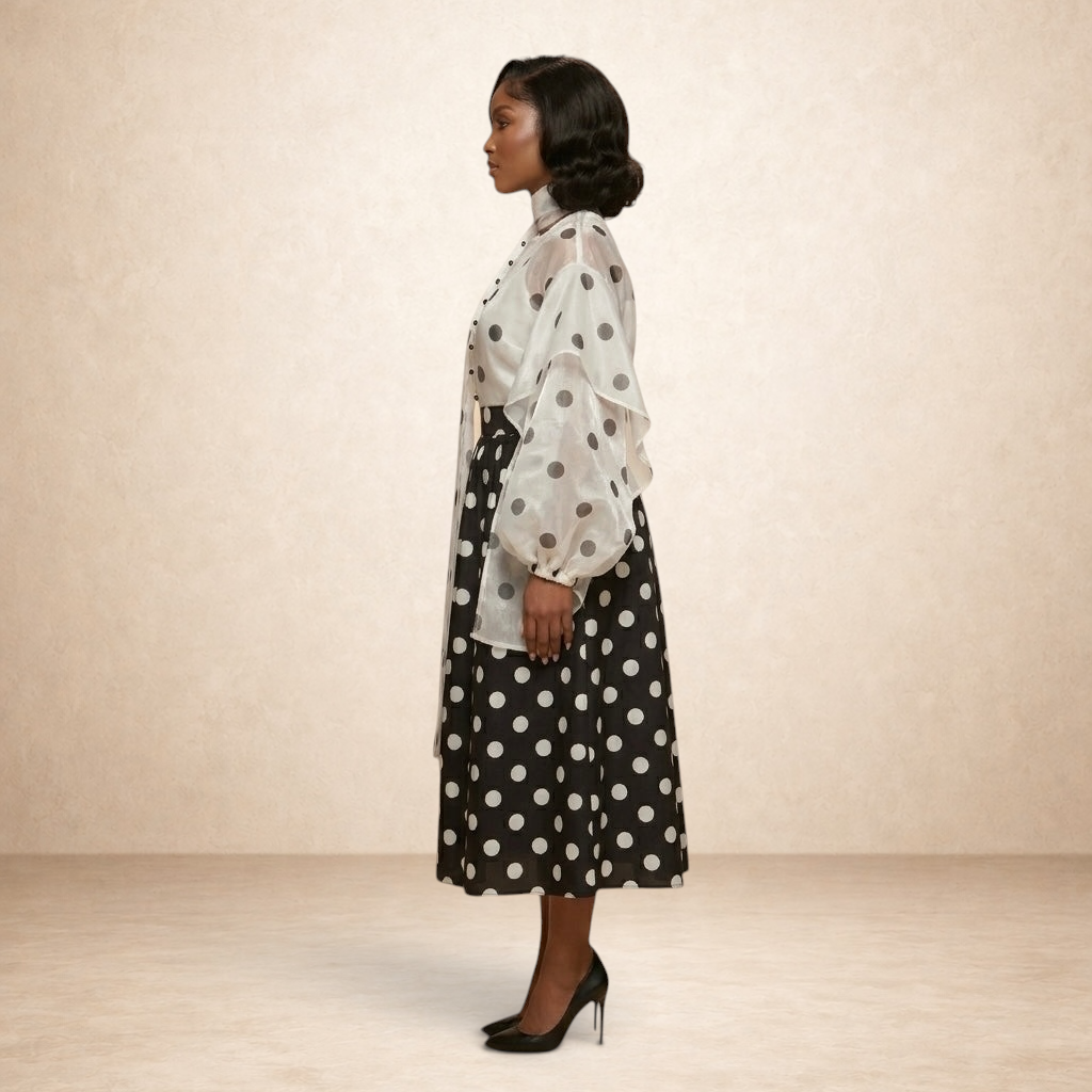 Noir Étoile Organza Luxury Skirt Set
