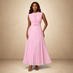 Rosé Whisper Pleated Maxi Dress