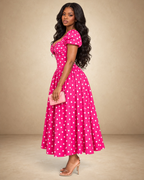 Zabia Polka Dot Midi Dress