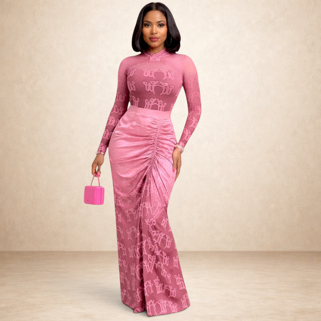 Muse Sculpt Ruched Maxi Skirt Set