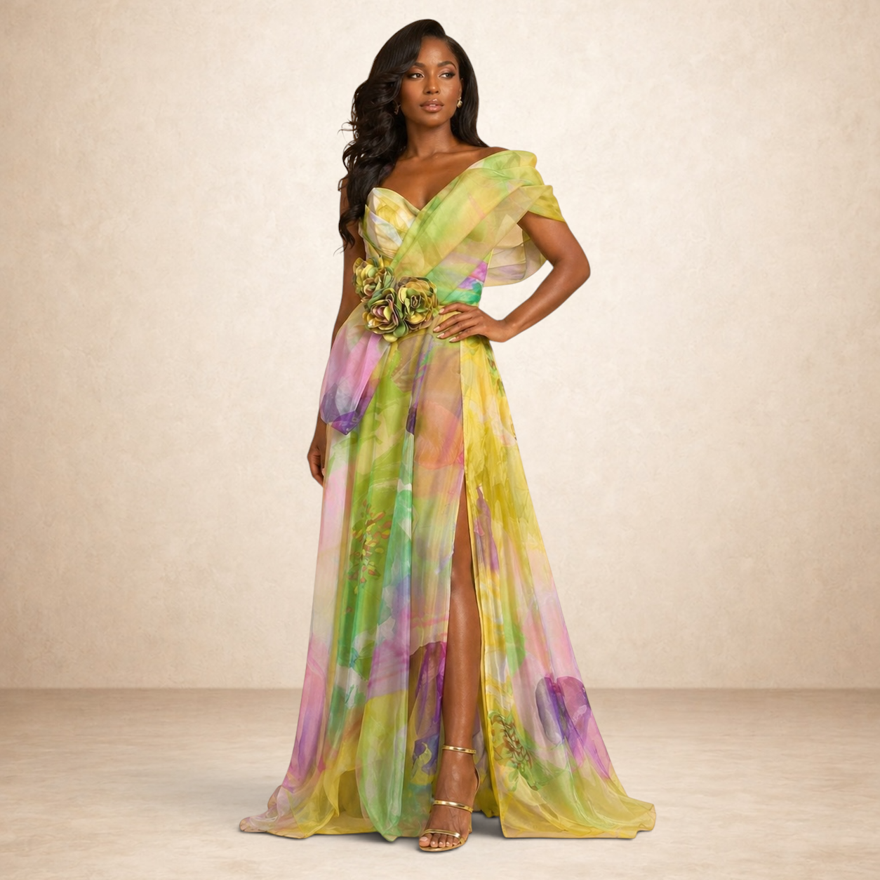 Verdelle Bloom Organza Evening Gown