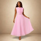 Rosé Whisper Pleated Maxi Dress