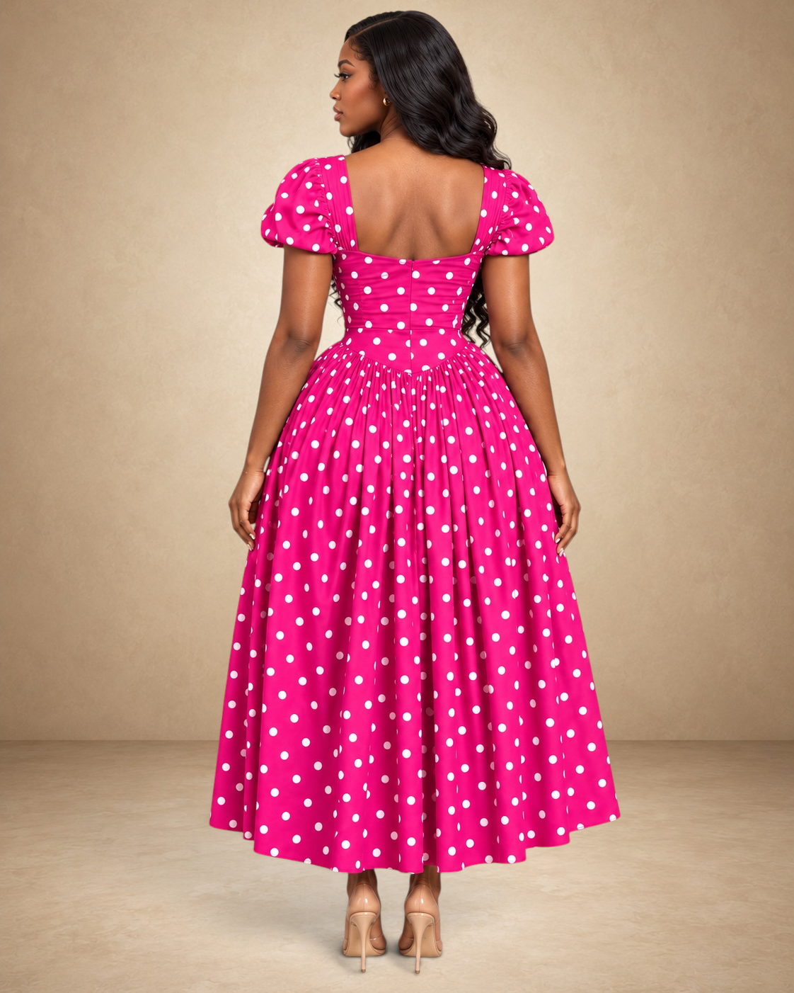 Zabia Polka Dot Midi Dress