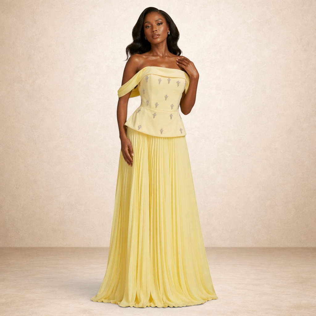 Silver Veil Luxe Pleated Skirt Set