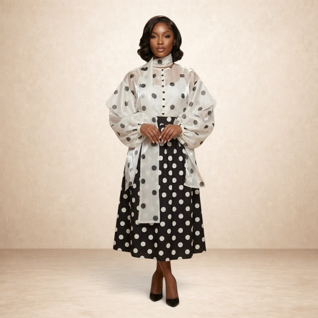 Noir Étoile Organza Luxury Skirt Set