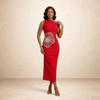 Luxe Petal Sculpt Midi Dress