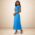 Celesti Drape Pleated Dress