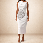Luxe Petal Sculpt Midi Dress