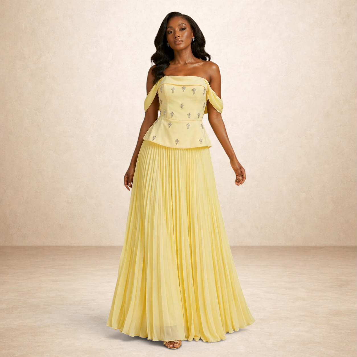 Silver Veil Luxe Pleated Skirt Set