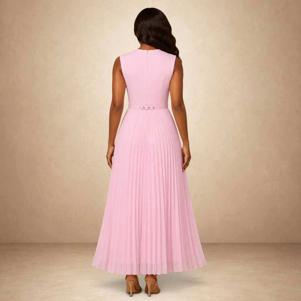 Rosé Whisper Pleated Maxi Dress