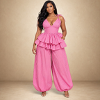 Bellissima Stripe Ruffle Peplum Balloon Set