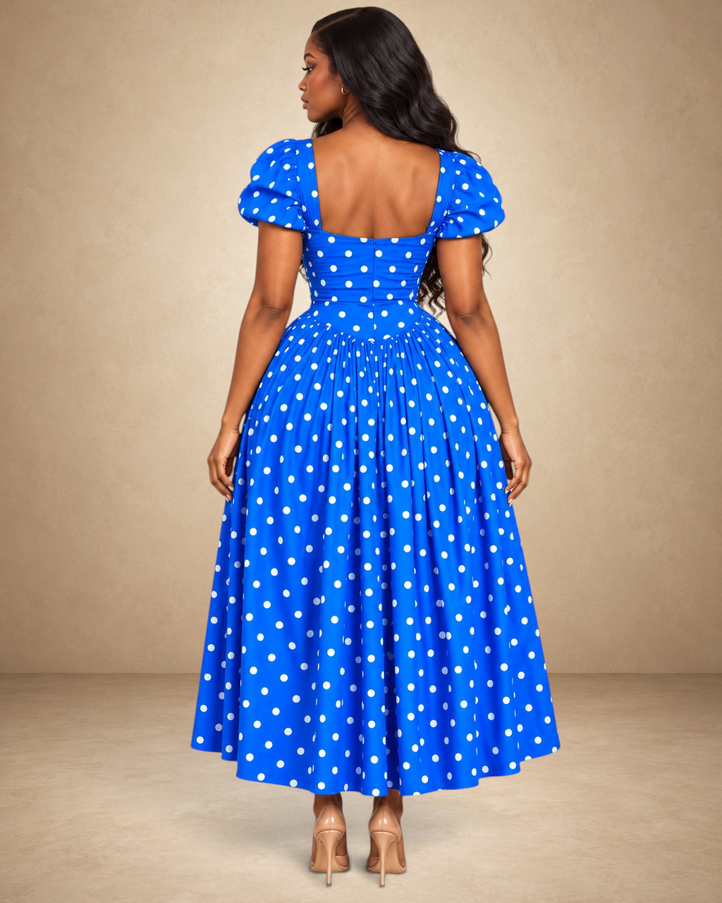 Zabia Polka Dot Midi Dress