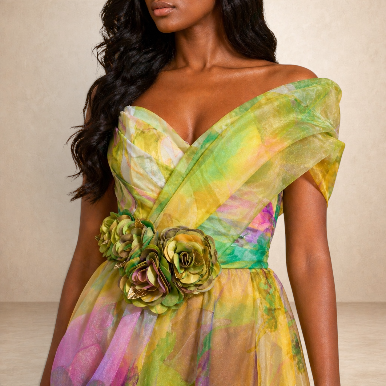 Verdelle Bloom Organza Evening Gown